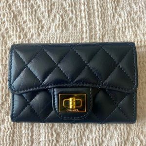 Authentic Chanel Classic 2.55 Card Holder in Black Calfskin